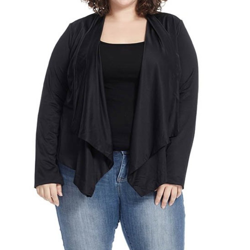 Ellerman Long Sleeve Open Face Cardigan In Black
